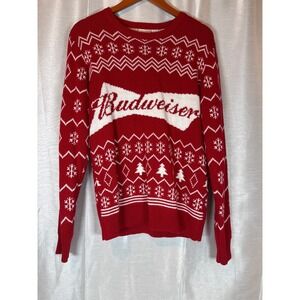 Budweiser‎ Ugly Christmas Sweater Mens Medium Red Beer Holiday Party size medium